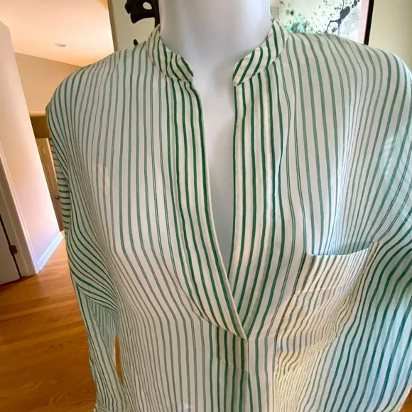 VINCE COTTON SILK SHEER BLOUSE - Picture 14 of 14